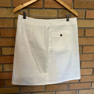 NWT LOFT White Zip Up Knee High Midi Skirt Front & Back Pockets Size 8 Women’s
